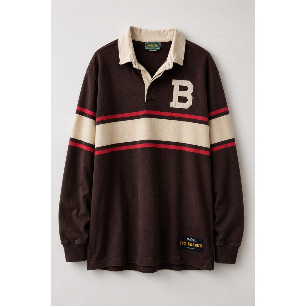 Vintage 90s Y2K Stall & Dean Rugby Shirt Mens 3XL Brown Ivy League Collection